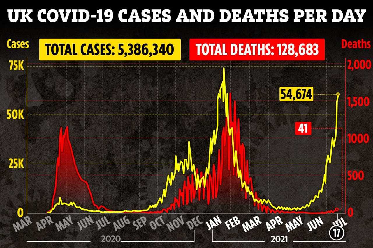 Britain’s third wave to peak in August with ‘challenging weeks ahead’, warns No 10 as cases surge