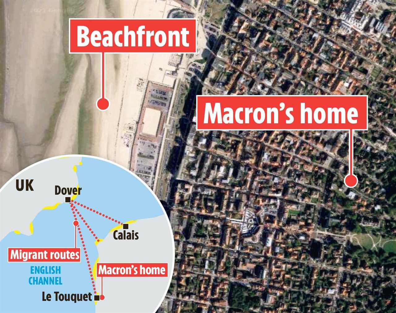 Migrants crossing Channel set off from seaside town where Emmanuel Macron has holiday home