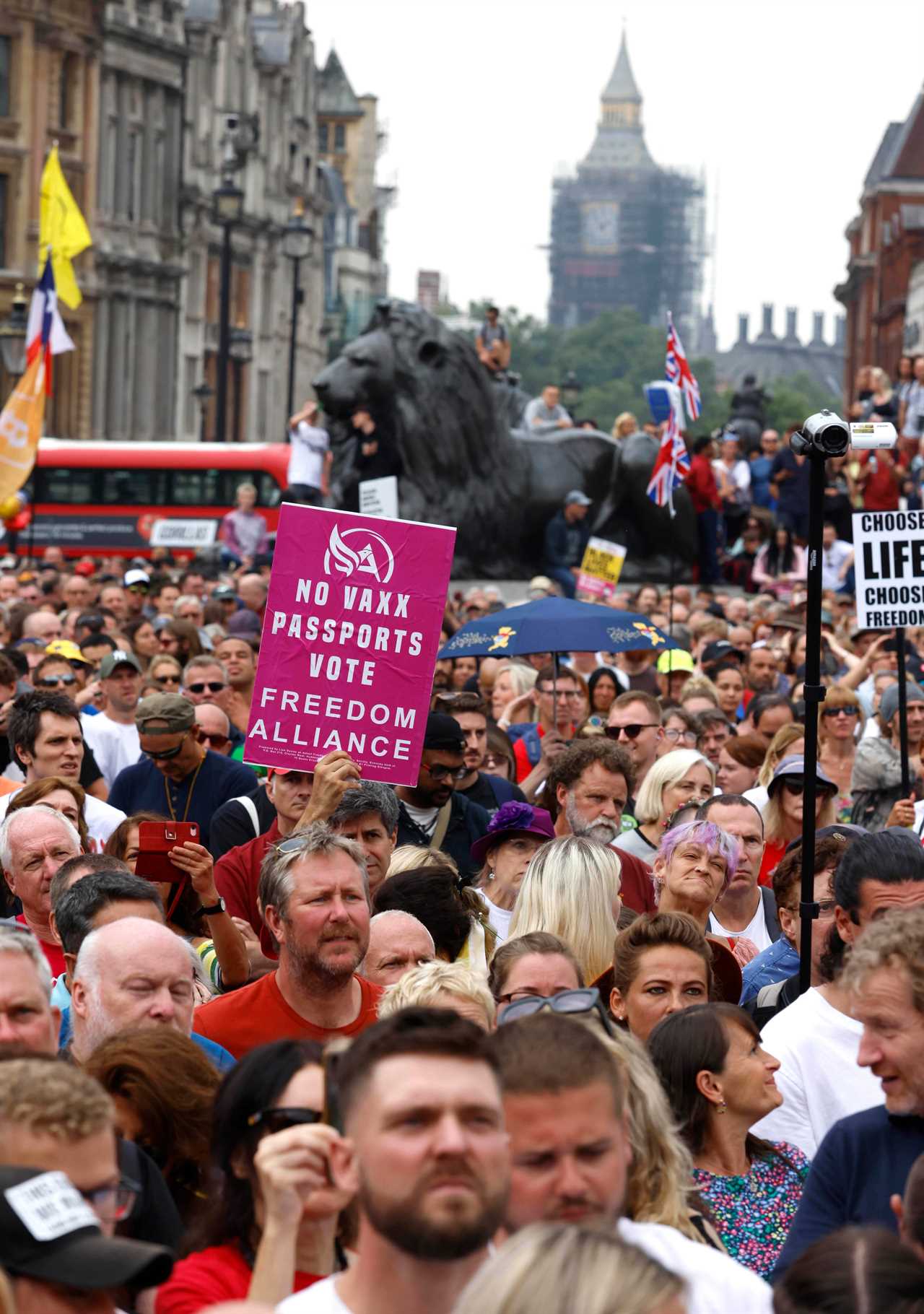 Thousands of anti-vax protesters descend on central London for demo