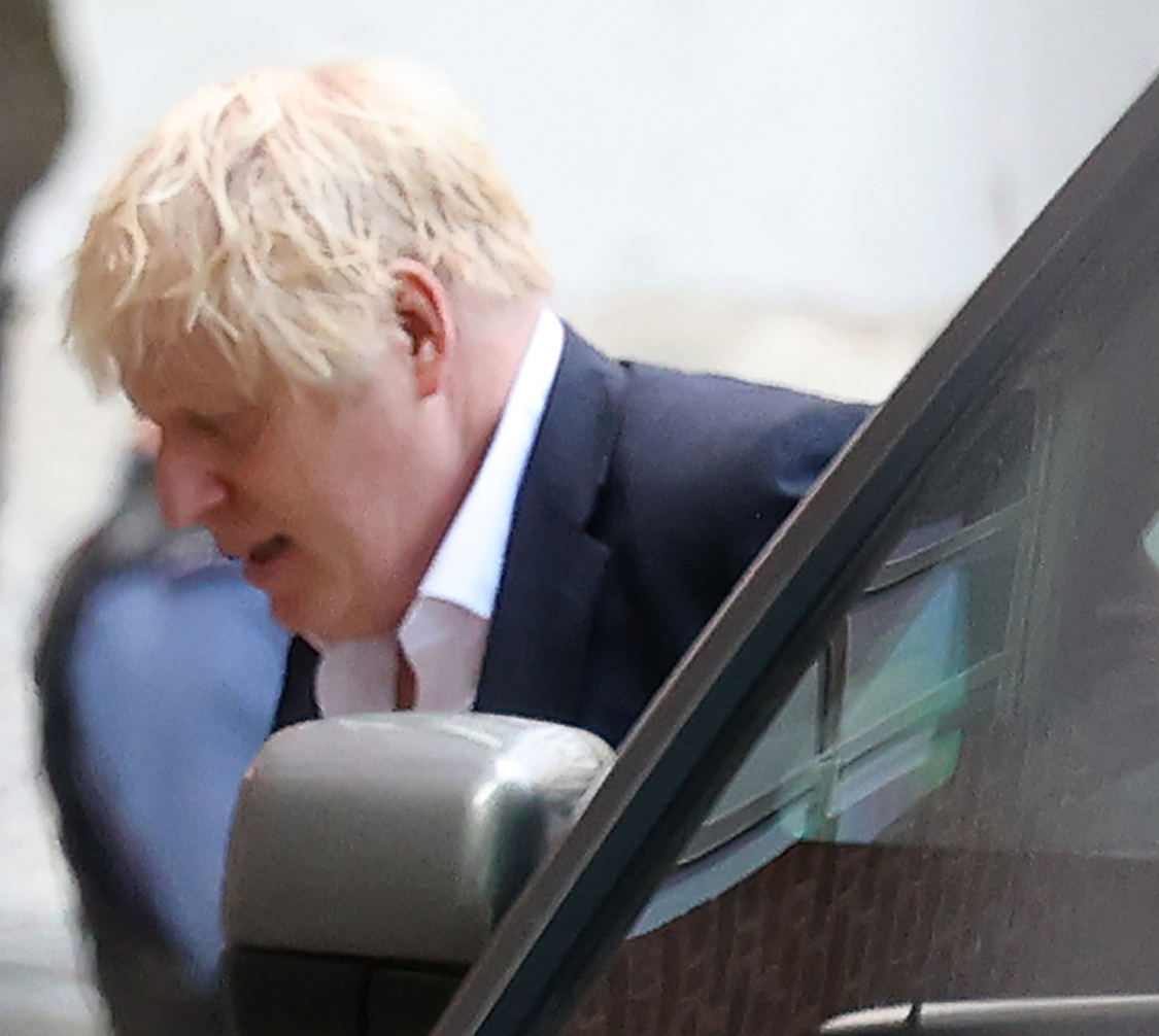 Boris Johnson arrives back at Downing Street this morning