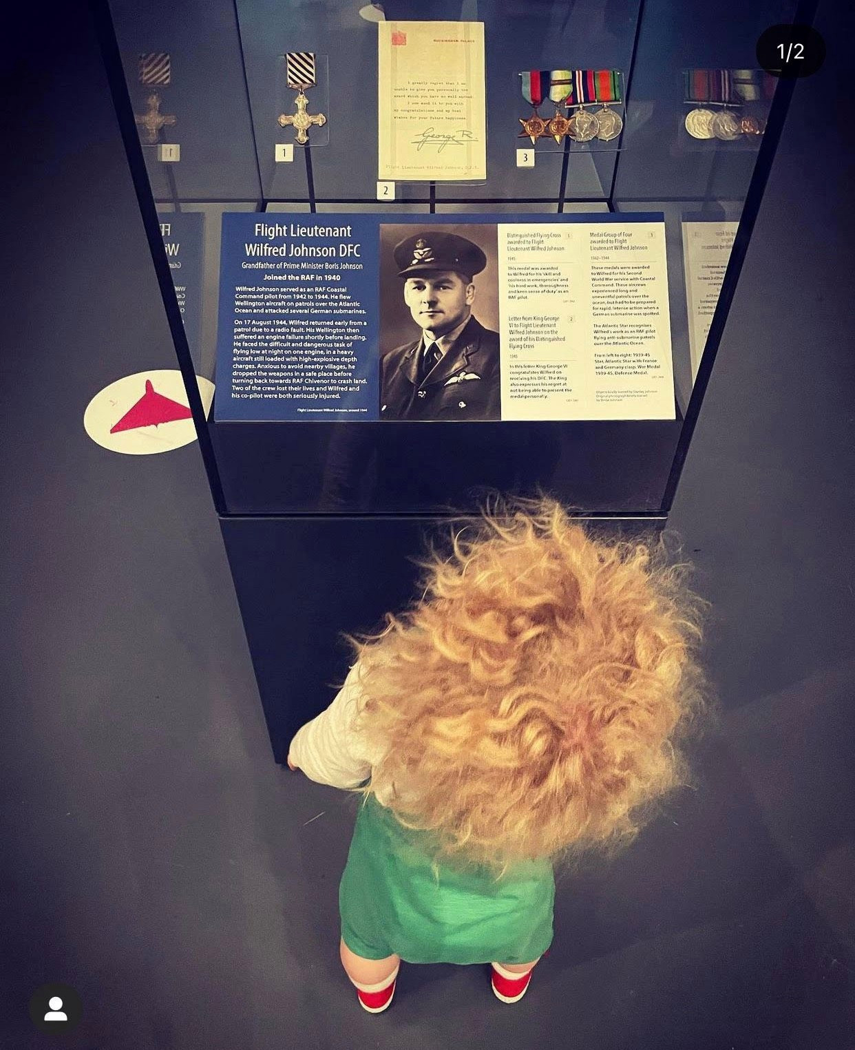 Carrie Johnson takes son Wilfred to see great grandfather’s war medals
