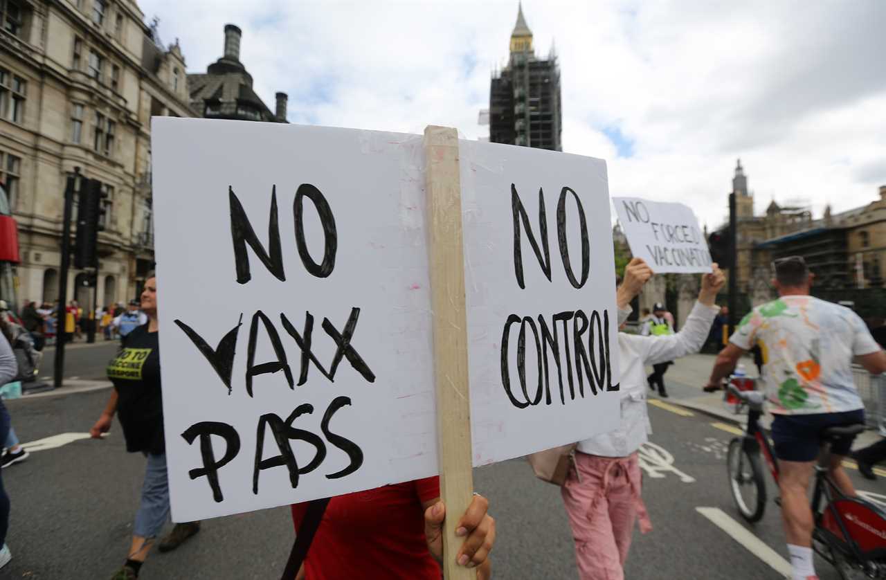 Anti-vaxxer mob storm Covid testing centre during lockdown protest as rallies March in London and Manchester