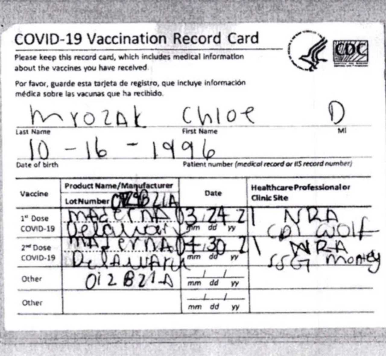 Woman busted ‘using fake Covid vaccine card saying she’d had the MADERNA jab’ after officials noticed spelling error