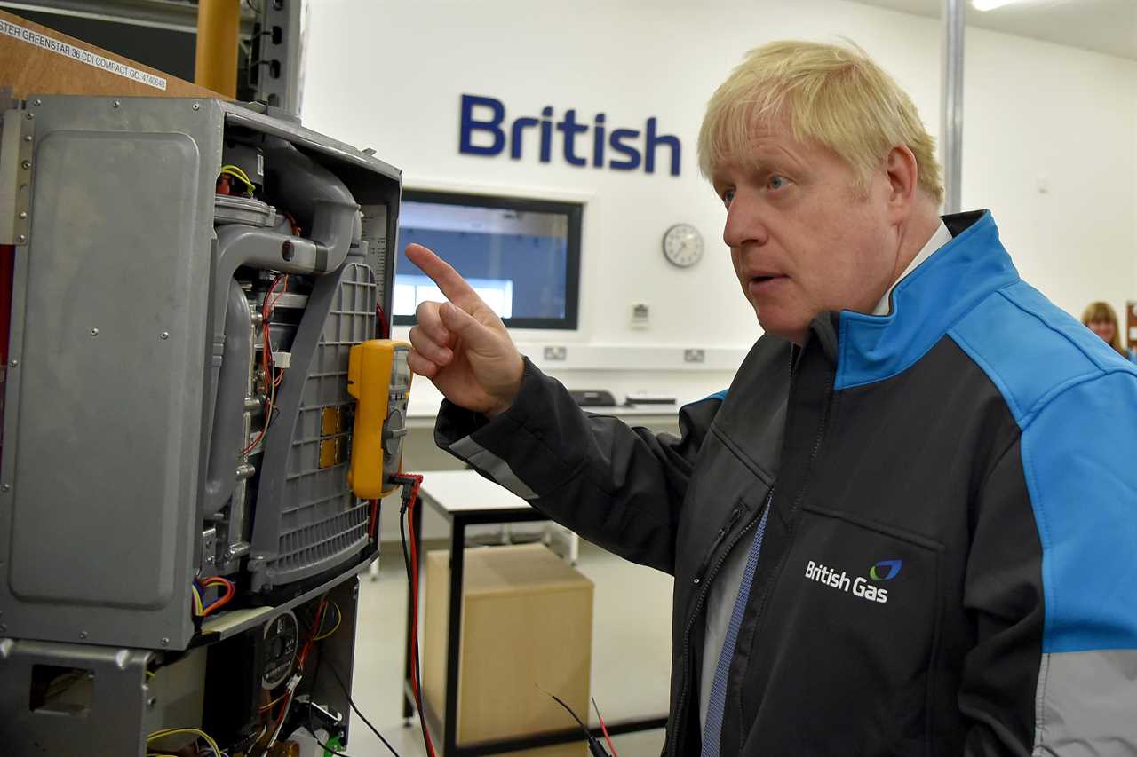 Boris Johnson on a visit to a British Gas plant in Leicestershire today