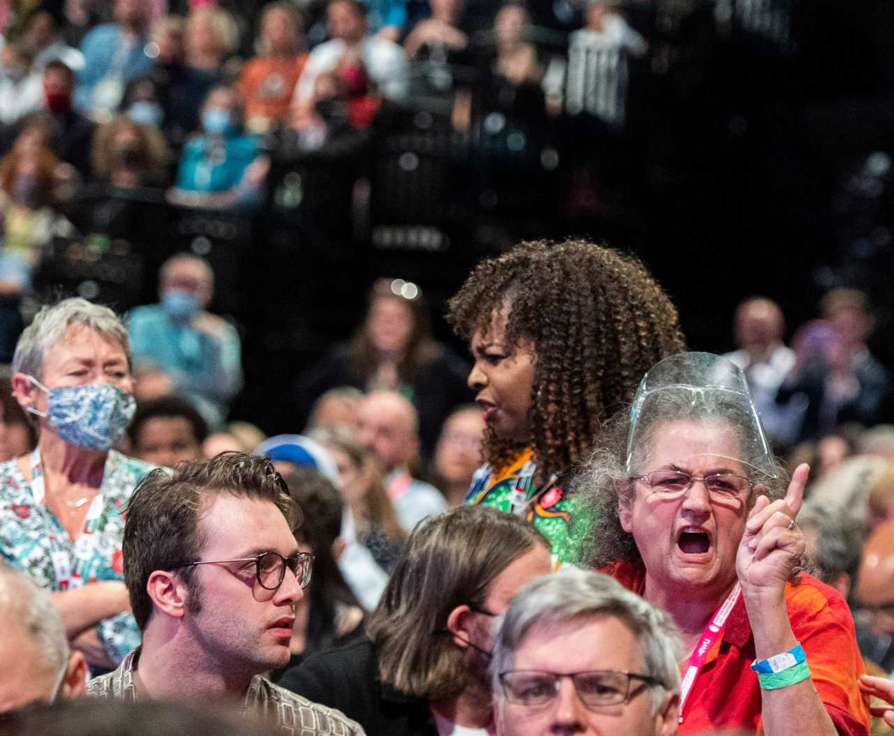 An ex-Big Brother star led brigade of rowdy lefties in heckling Sir Keir Starmer’s speech