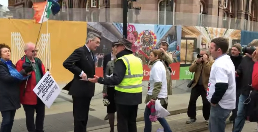 Jacob Rees-Mogg chased by shameless protesters shouting ‘scum’ and booing him outside Tory conference