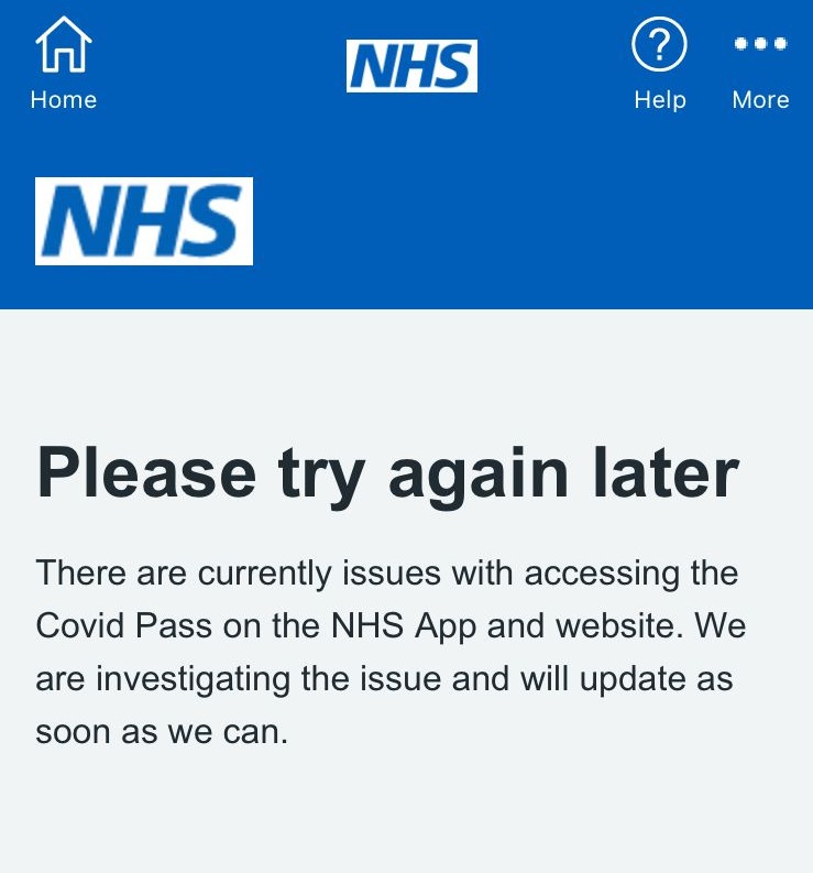 Brits stuck at airport as NHS app goes DOWN leaving travellers unable to access vaccine passport