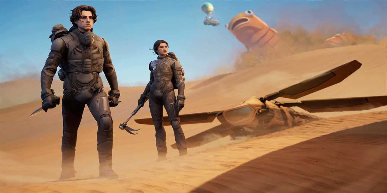 Fortnite is getting slick new Dune skins and an unbelievably comical sandworm