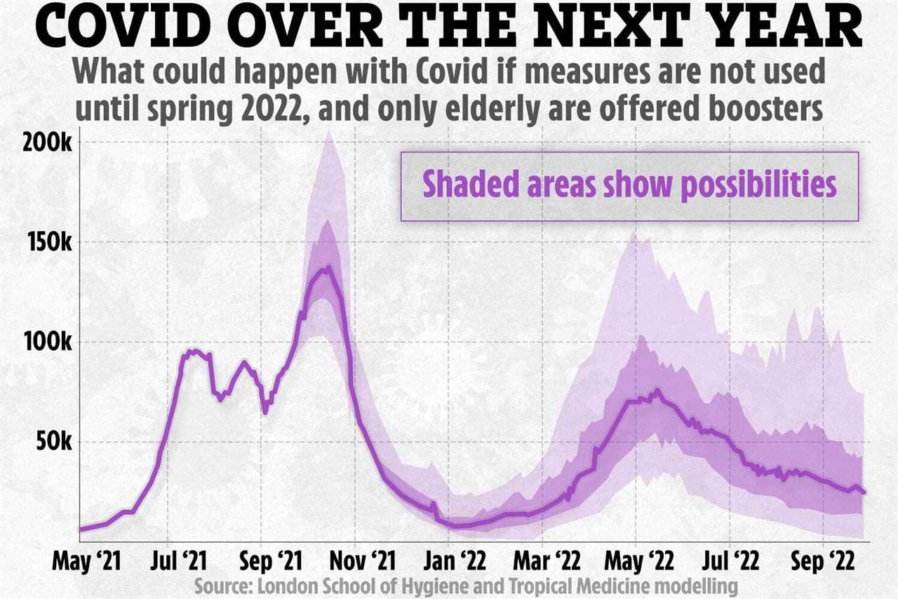 Graph reveals Covid cases could hit 150k a day without Plan B as vaccine immunity wanes