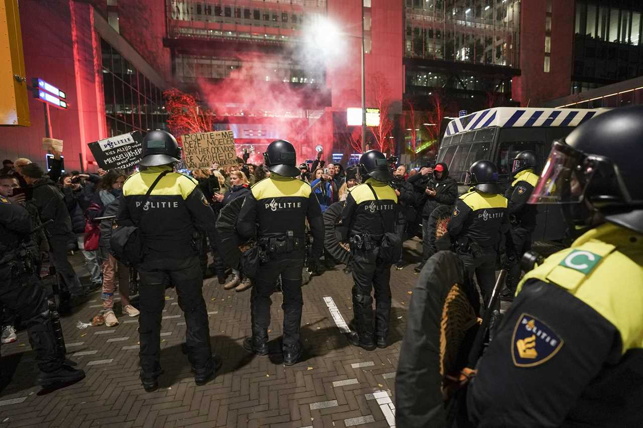 Dutch protesters blasted with water cannons by riot cops as lockdown returns amid Covid surge across Europe