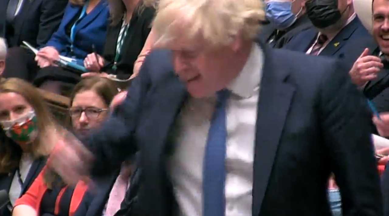 Bizarre moment Boris Johnson leaps in the air in animated clash with Keir Starmer who asks him: ‘Is everything ok, PM?’