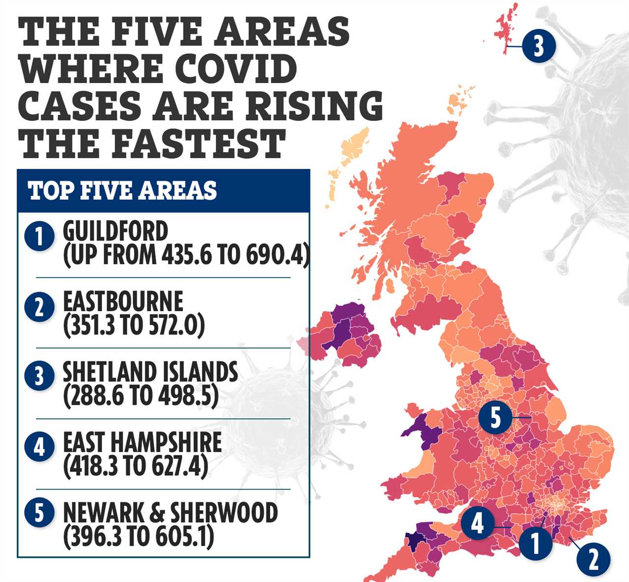Covid cases are rising in 278 areas – is YOURS one of the worst hit?