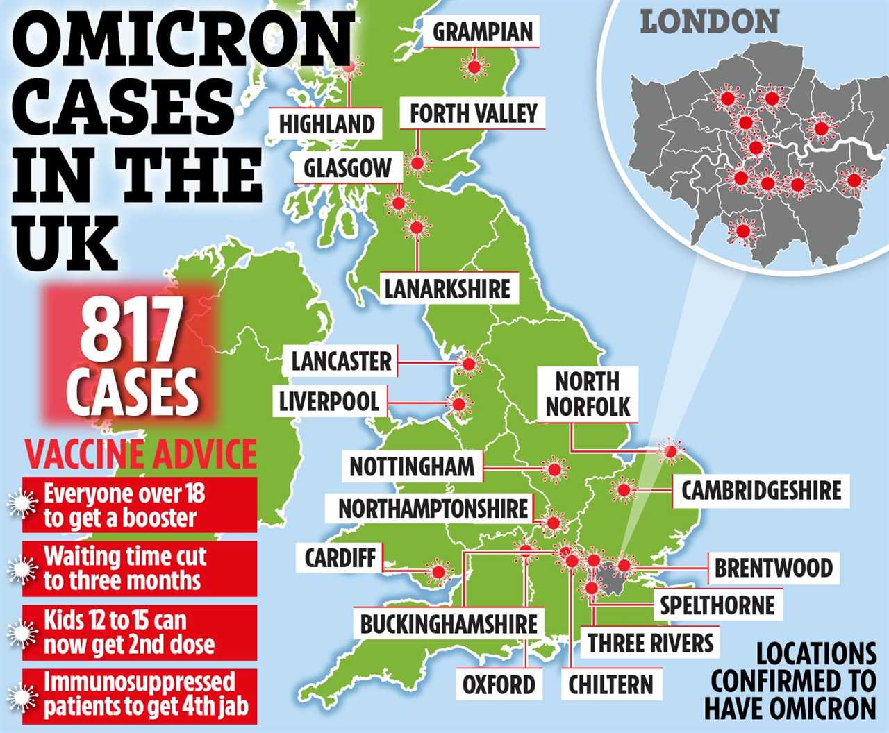 Where Omicron is confirmed, plus how to get a vaccine jab