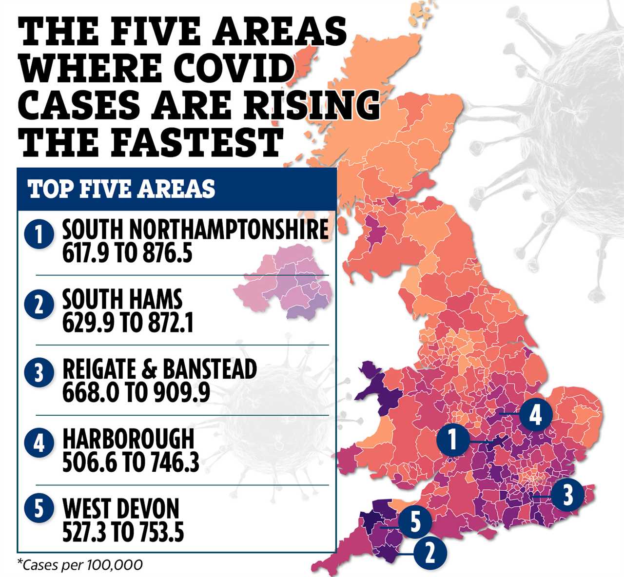The 312 places where Covid cases are still rising – is your area on the list?