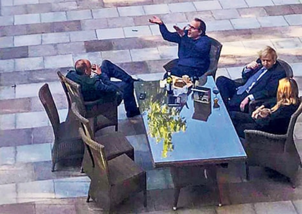 Boris Johnson pictured with wine and cheese in Downing Street garden with colleagues during first Covid lockdown