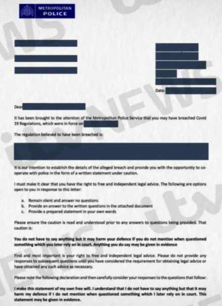 Boris Johnson’s ‘partygate’ cop questionnaire carried out ‘under caution’, according to leaked form