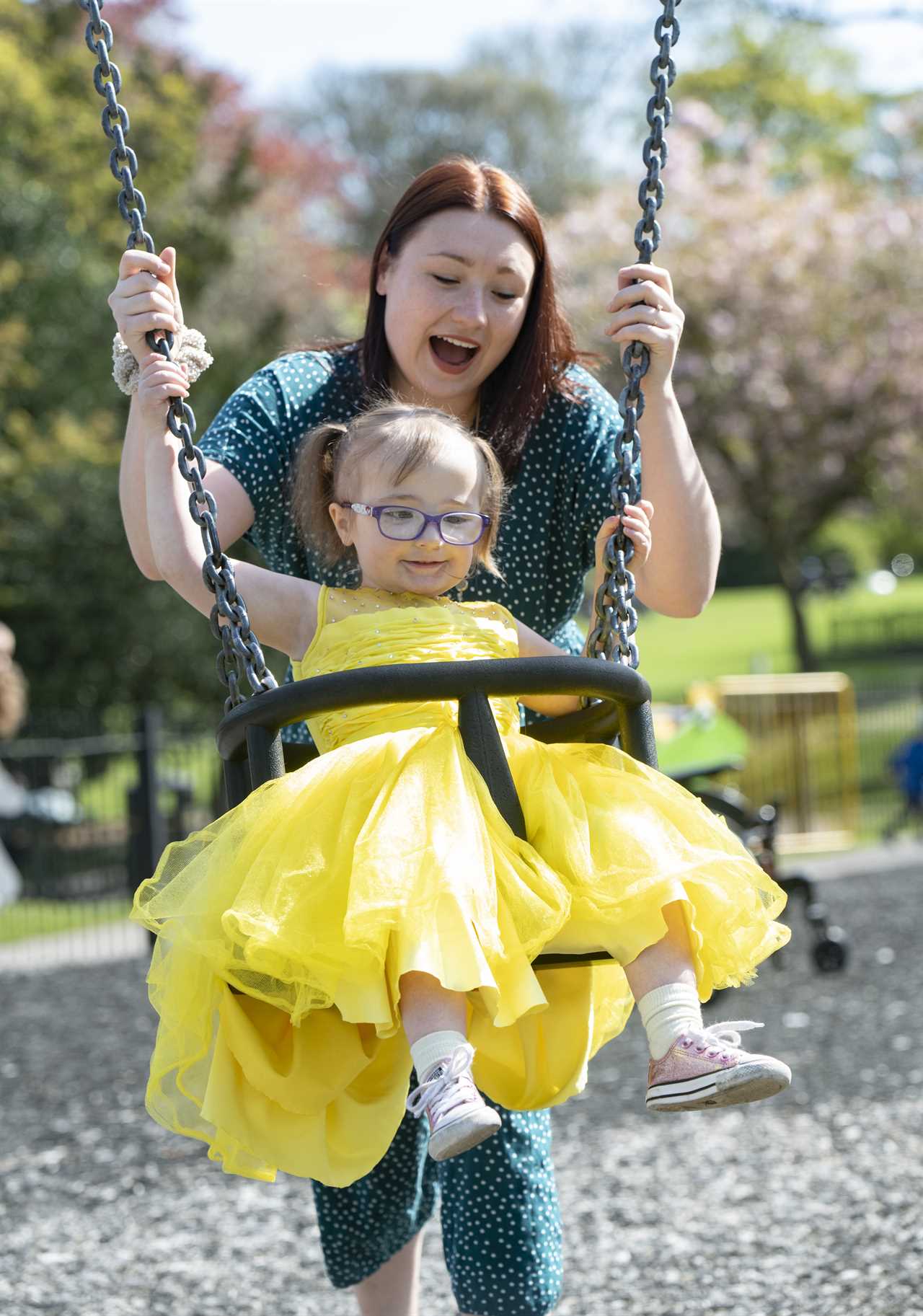 Brave cancer survivor, 4, plays on swing after beating brain tumour size of golf ball