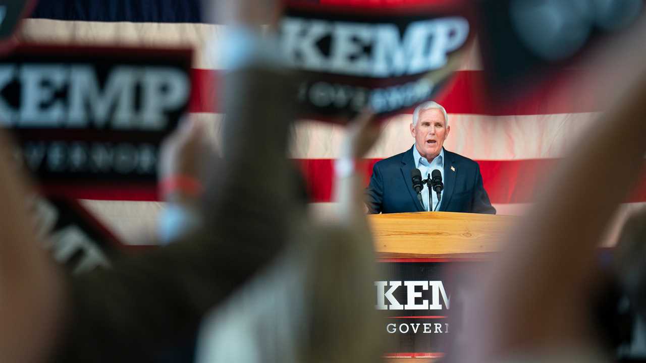 Pence rallies alongside Kemp on eve of Georgia’s G.O.P. primary for governor.