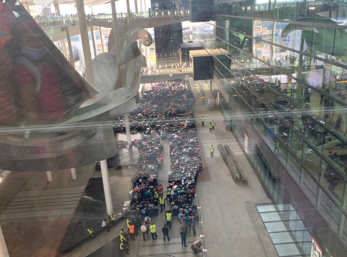 Hundreds of suitcases pile up in Heathrow Airport chaos as passengers told they may not get luggage back for two days