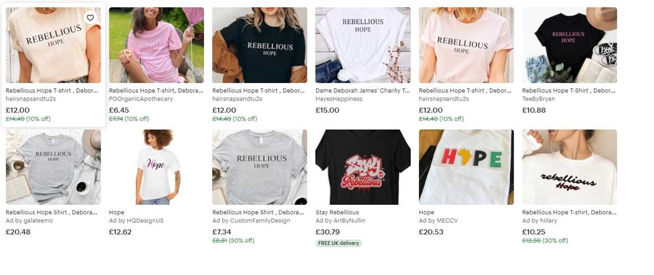Warning over fake ‘Rebellious Hope’ Deborah James t-shirts on sale on Amazon and Etsy
