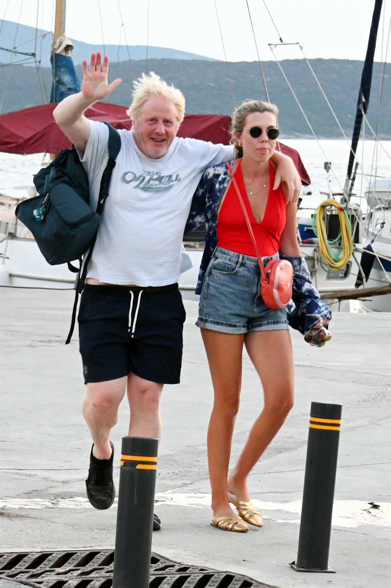 Topless Boris Johnson soaks up the sun with wife Carrie on Greece boat trip