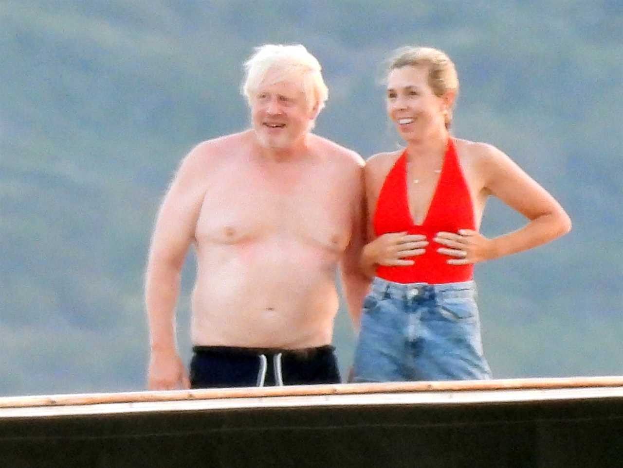 Topless Boris Johnson soaks up the sun with wife Carrie on Greece boat trip