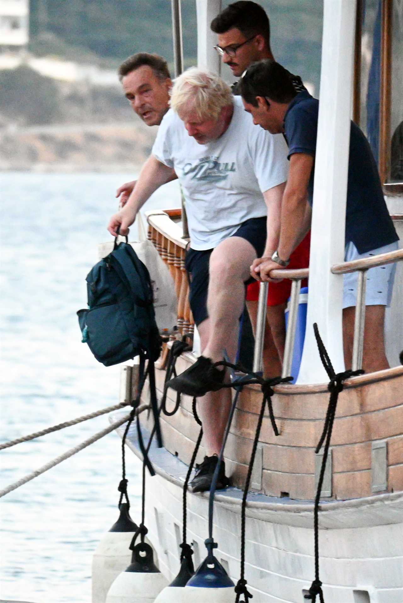 Topless Boris Johnson soaks up the sun with wife Carrie on Greece boat trip