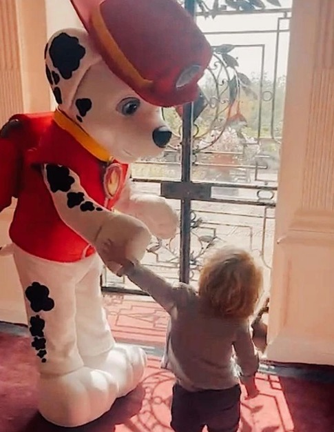 Carrie Johnson greets kids’ TV favourites from PAW Patrol with amazed son Wilfred