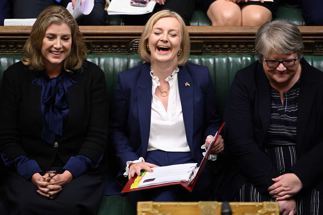 Liz Truss cheers Tory backbenchers as she tears into Labour’s Keir Starmer over tax rises at first PMQs