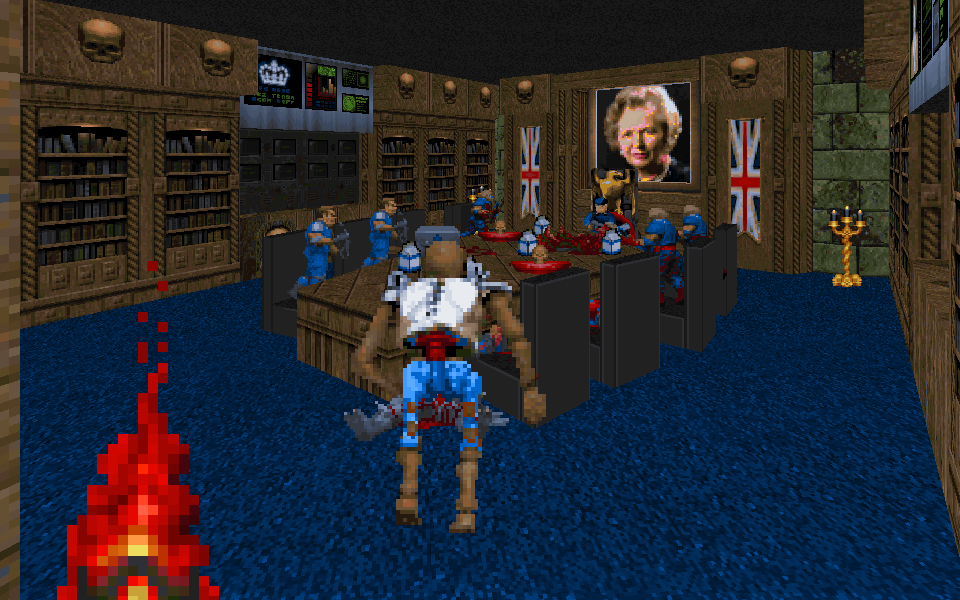 Jeremy Corbyn seen playing a Doom clone where you stop Margaret Thatcher from escaping hell
