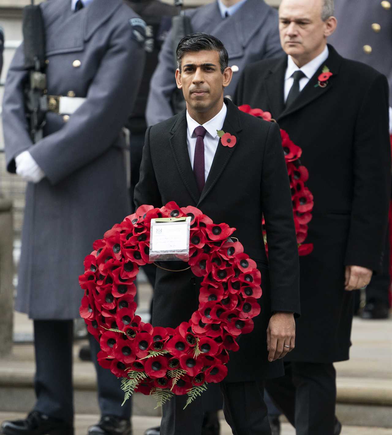 Rishi Sunak and record seven surviving former PMs stood in tribute together at Remembrance Day Service