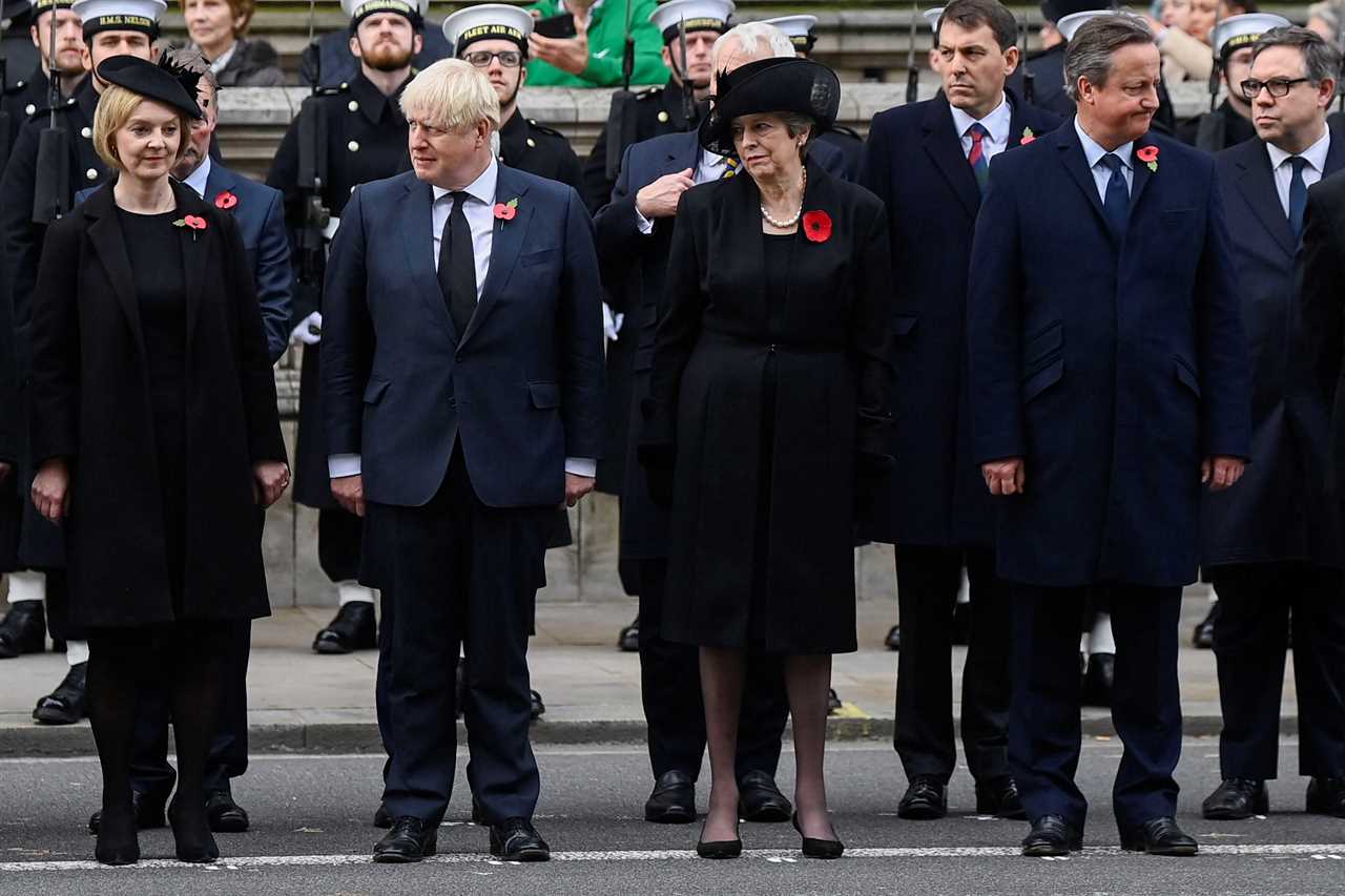 Rishi Sunak and record seven surviving former PMs stood in tribute together at Remembrance Day Service