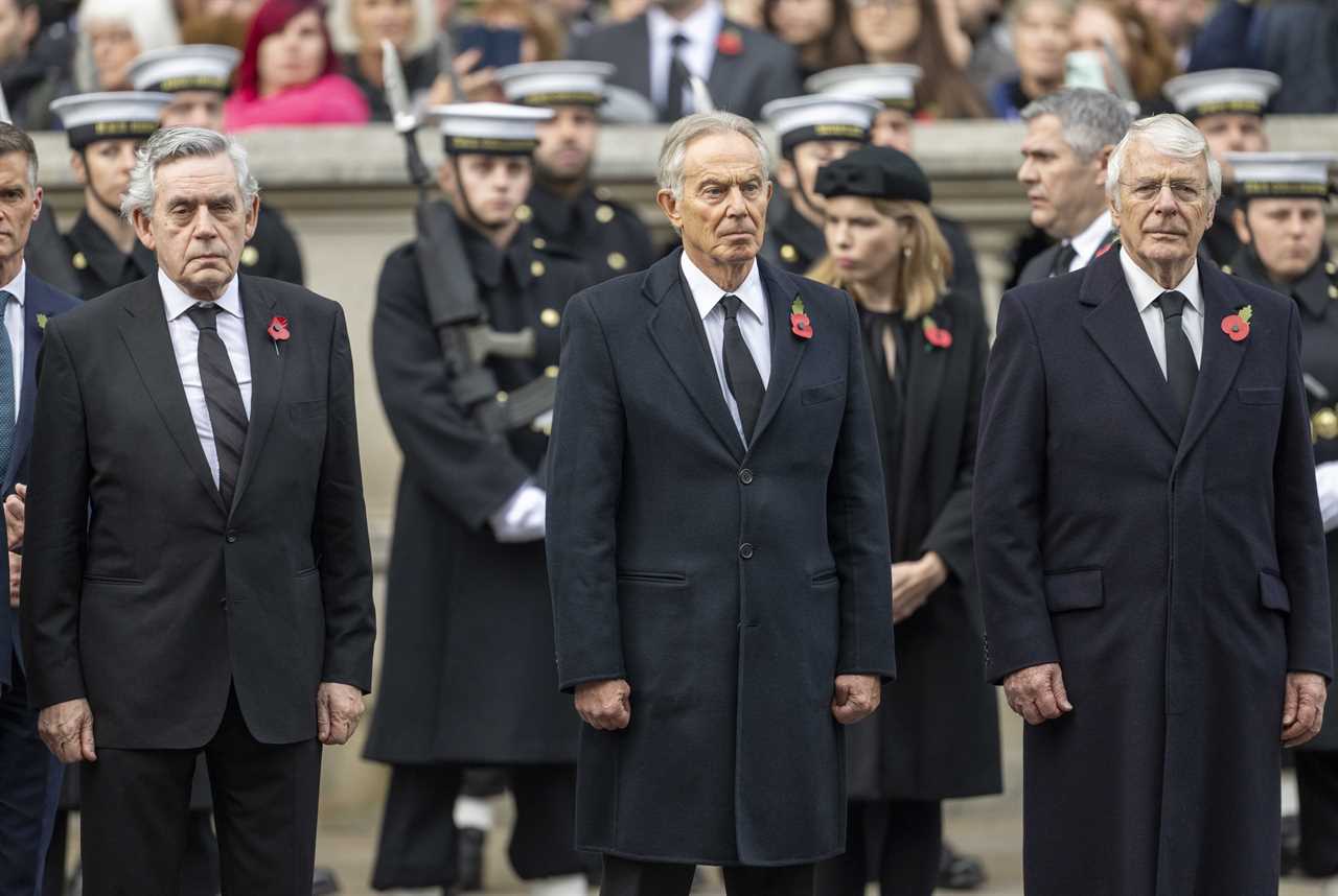 Rishi Sunak and record seven surviving former PMs stood in tribute together at Remembrance Day Service