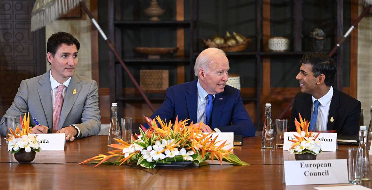 Rishi Sunak plays down prospect of wrapping up trade deal with US after talks with Biden at G20