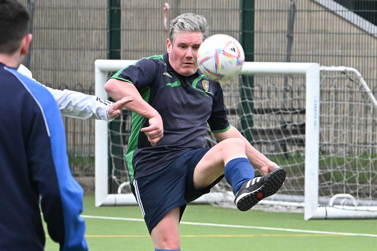 Labour leader Sir Keir Starmer ends up on the losing side during London kickabout