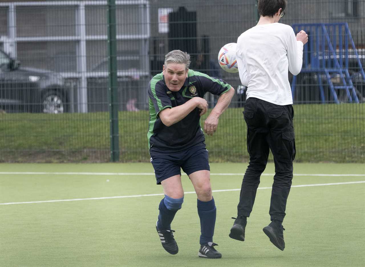 Labour leader Sir Keir Starmer ends up on the losing side during London kickabout