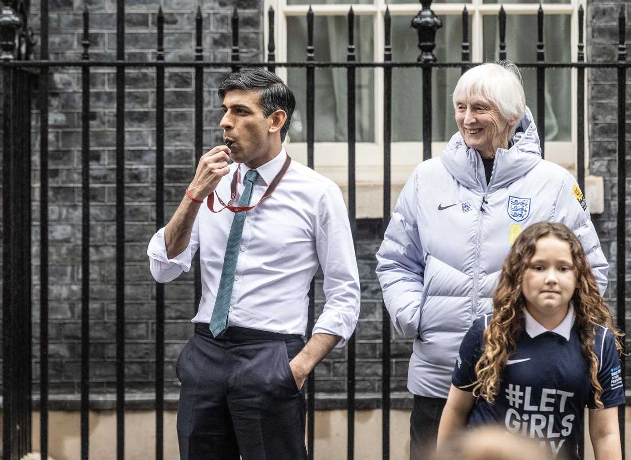 England’s Lionesses sign Rishi Sunak’s shirt as PM kickstarts drive to get all girls playing football at school