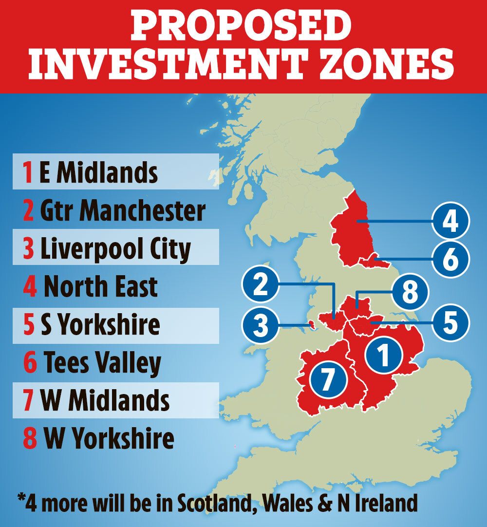High growth Investment Zones are being set up to assist the UK’s ‘levelling up’ ahead of Jeremy Hunt’s Budget