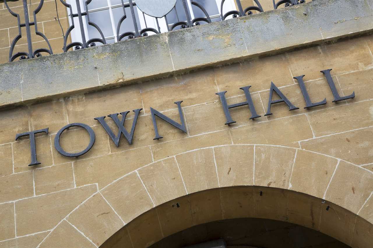 Town Hall Sign on Building Facade