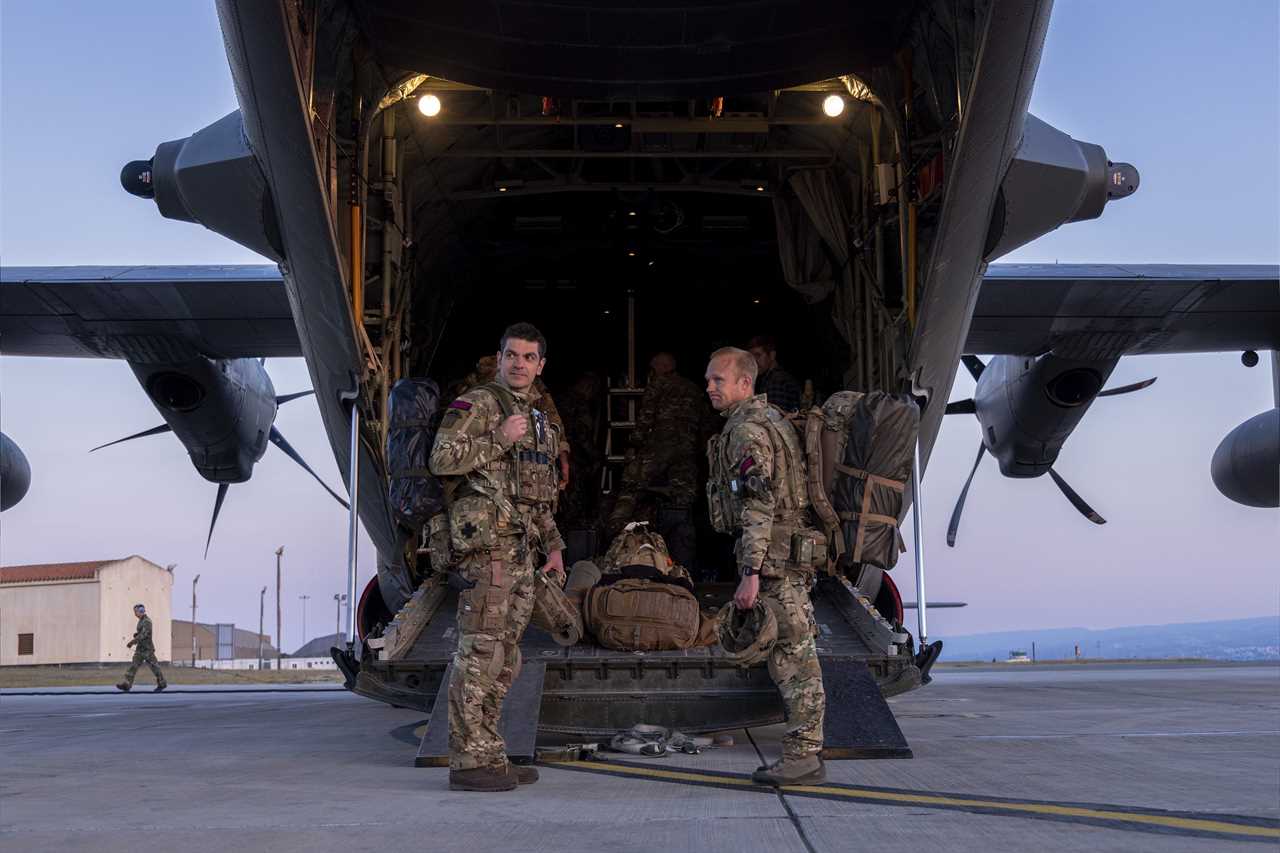 (Pictured: Lieutenant Colonel Oliver Denning and Duncan Maddocks RSM 40 Commando board the C-130 bound for Sudan). Image taken today (25/04/2023). Personnel of 3 Commando Brigade and Joint Force Head Quarters deployed to Cyprus in support of the FCDO Non-combative Evacuation Operation to remove personnel from Sudan. They received early morning briefs, prepared and departed RAF Akrotiri on a C-130 Hercules. The UK has undertaken a military operation to evacuate British nationals from Sudan, due to escalating violence. The armed forces conducted this complex operation under extremely challenging circumstances and their bravery and courage is commended. The operation involved more than 1,200 personnel from 16 Air Assault Brigade, the Royal Marines and the Royal Air Force.