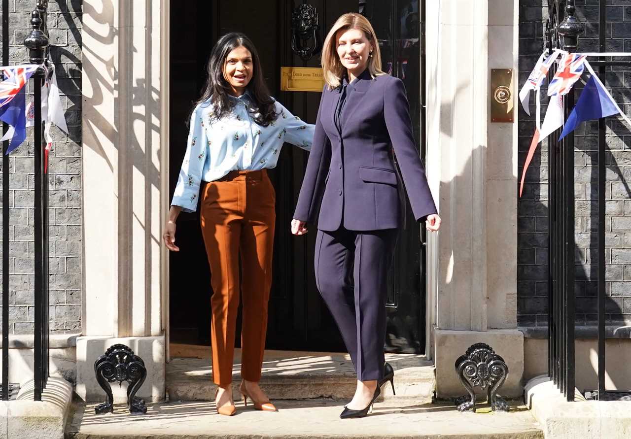 The PM’s wife Akshata Murty greets Ukraine’s First Lady Olena Zelenska outside No10