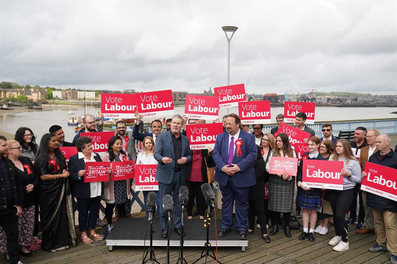 Labour leader Sir Keir Starmer joins party members in Chatham, Kent, where Labour has taken overall control of Medway Council for the first time since 1998 after winning 30 of its 59 seats. Picture date: Friday May 5, 2023. PA Photo. The Tories suffered major losses in Rishi Sunak's first electoral test as Prime Minister, with Labour claiming the results suggest Sir Keir Starmer will be able to replace him in No 10. The Liberal Democrats also made gains as the Tories lost control of a series of councils across England. See PA story POLITICS Elections. Photo credit should read: Gareth Fuller/PA Wire