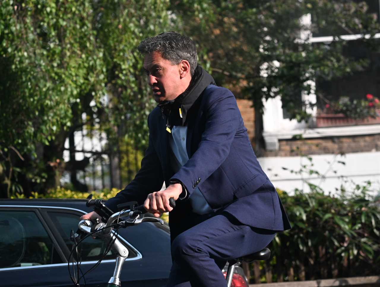 Ed Miliband wears a £250 inflatable crash helmet so he doesn’t mess up his hair while cycling to work!