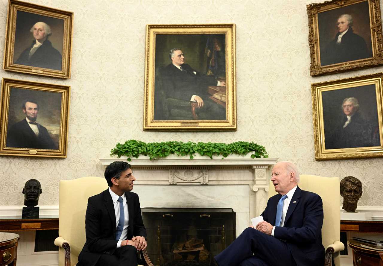 Biden says special relationship is in ‘good shape’ as he meets Rishi Sunak at White House to forge ‘economic alliance’