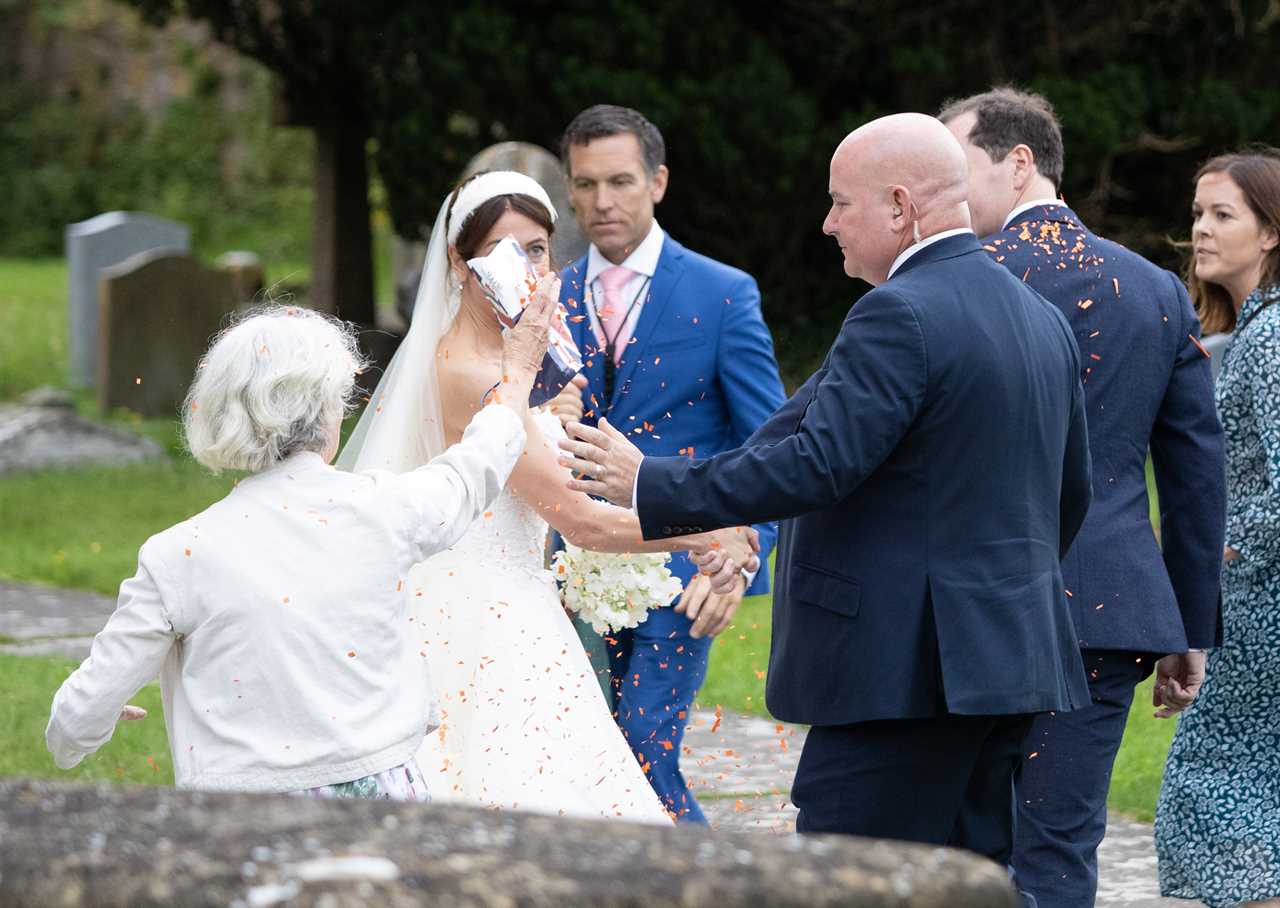 Moment Just Stop Oil eco-idiot ambushes George Osborne’s wedding and throws orange confetti over him & his bride