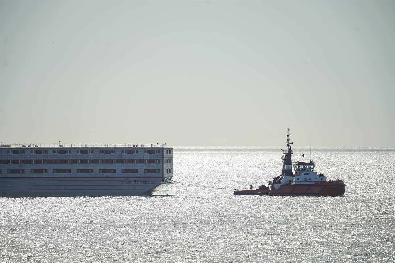 First pictures of refurbished small boat migrant barge as it leaves to host 500 asylum seekers within days