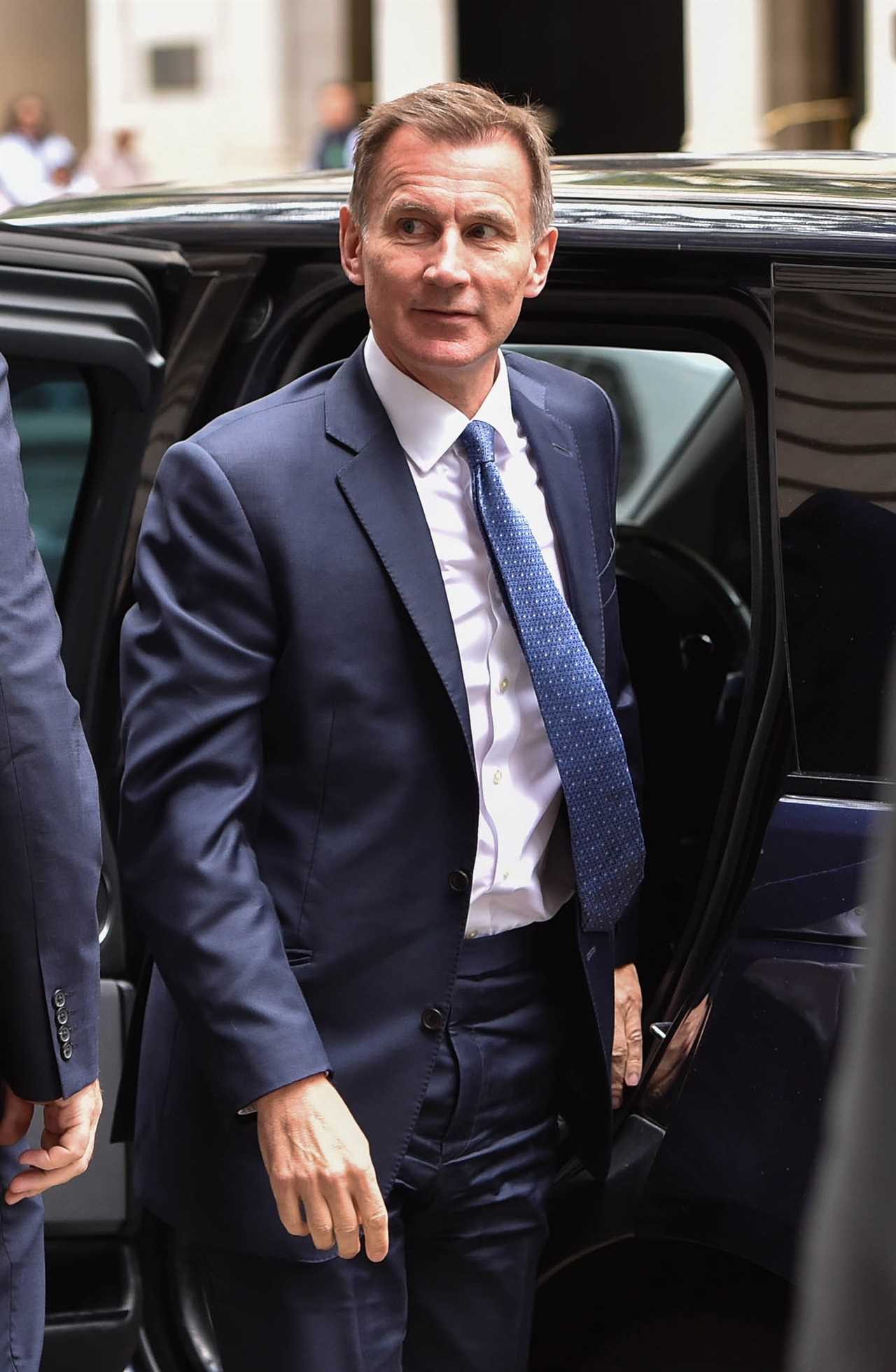 Mandatory Credit: Photo by Thomas Krych/ZUMA Press Wire/Shutterstock (14026190a) JEREMY HUNT, Chancellor of the Exchequer (2022-), Secretary of State for Health and Social Care (2018), Secretary of State for Health (2012-2018) is due to give evidence about response from Government on the use of infected blood and blood products and the question of compensation. Jeremy Hunt Arrives at Infected Blood Inquiry Hearing, London, England, United Kingdom - 28 Jul 2023