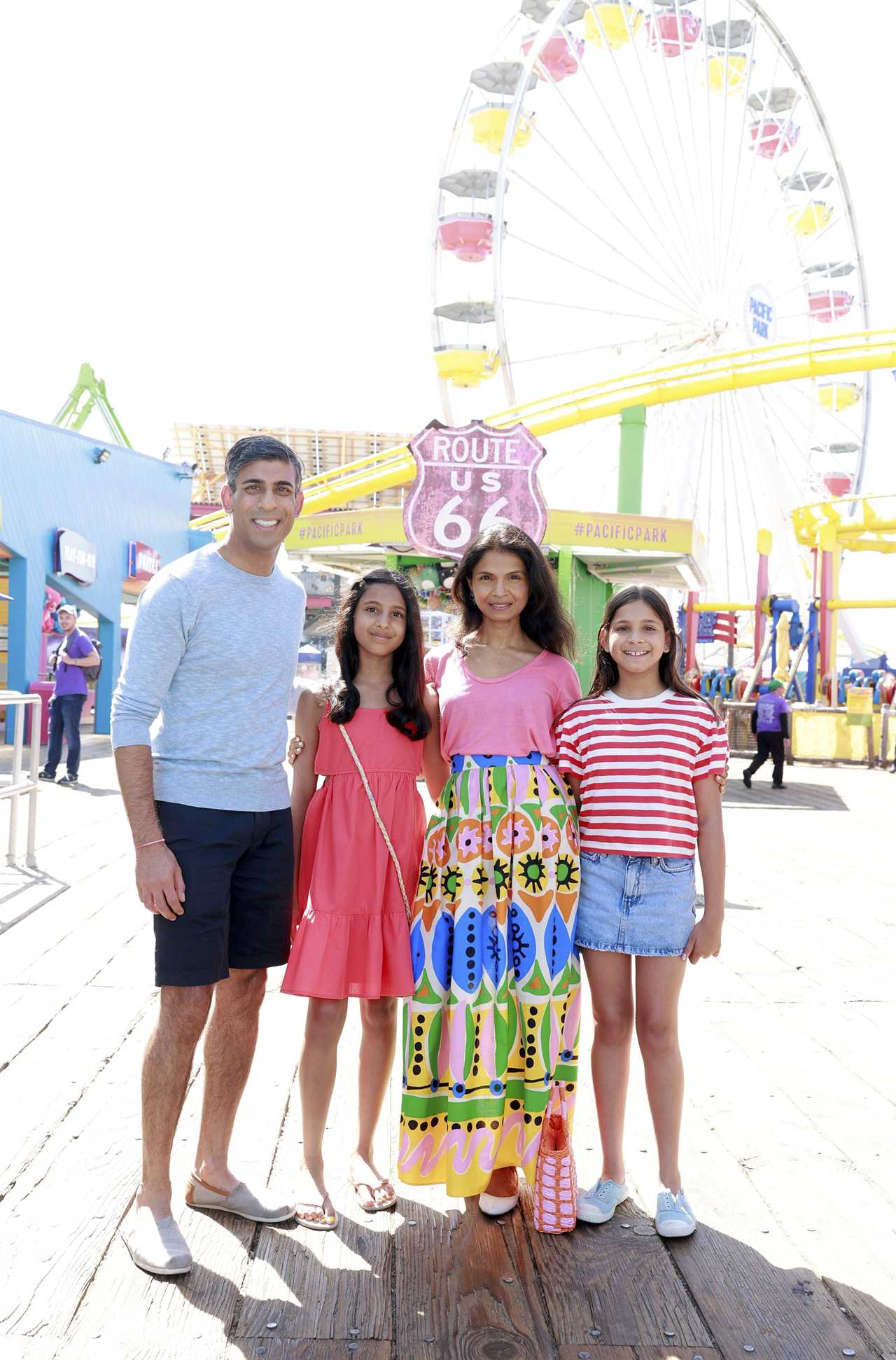 Rishi Sunak beams with wife and kids as they soak up the sun at Santa Monica Pier on California holiday