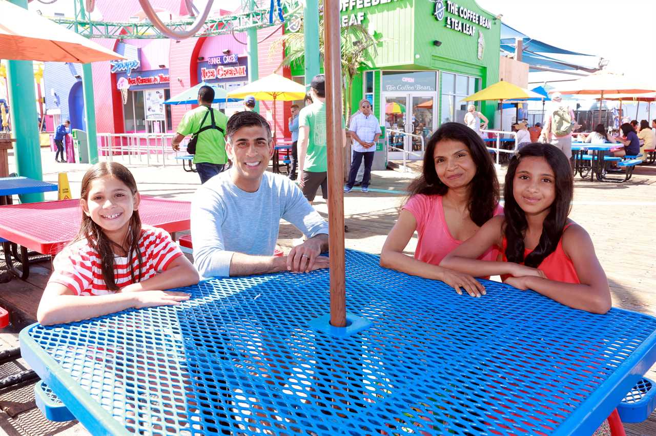 Rishi Sunak beams with wife and kids as they soak up the sun at Santa Monica Pier on California holiday