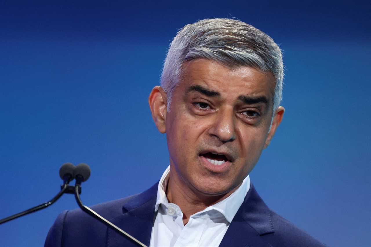 FILE PHOTO: Mayor of London Sadiq Khan speaks at the London Tech Week in London, Britain, June 12, 2023. REUTERS/Toby Melville/File Photo